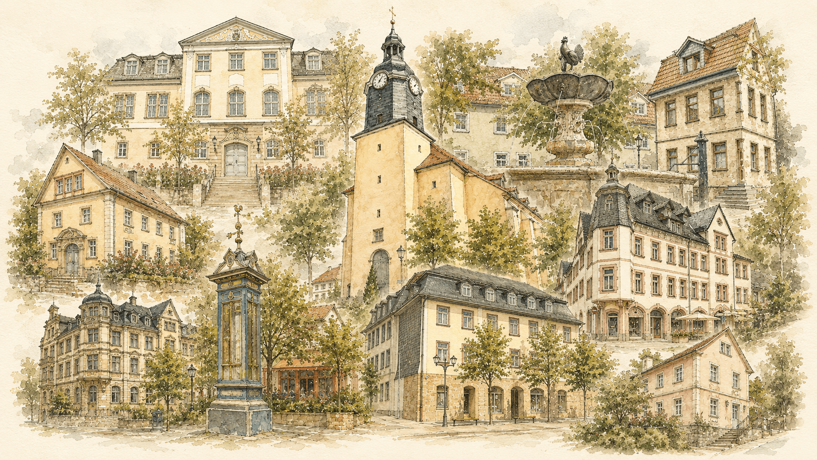 Sehenswürdigkeiten in Ilmenau – Collage der Innenstadt
